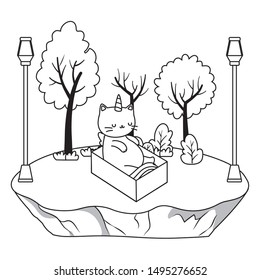 Unicorn cat cartoon vector design