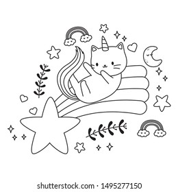 Unicorn cat cartoon vector design