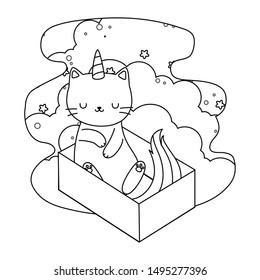 Unicorn cat cartoon vector design