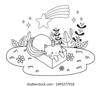 Unicorn cat cartoon vector design