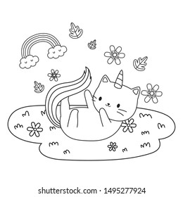 Unicorn cat cartoon vector design