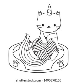 Unicorn cat cartoon vector design