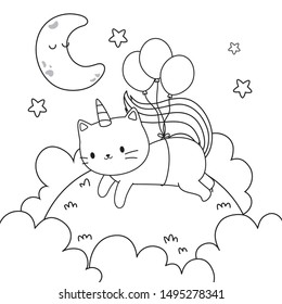 Unicorn cat cartoon vector design