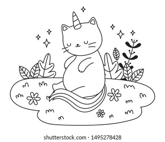 Unicorn cat cartoon vector design