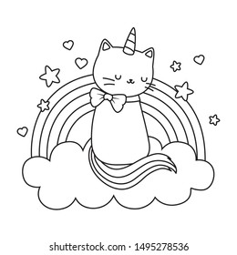 Unicorn cat cartoon vector design