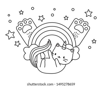 Unicorn cat cartoon vector design