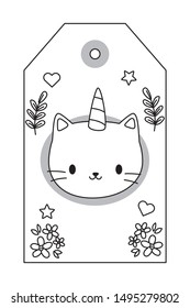 Unicorn cat cartoon vector design