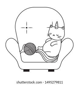 Unicorn cat cartoon vector design