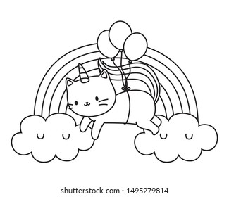 Unicorn cat cartoon vector design