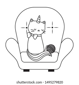 Unicorn cat cartoon vector design