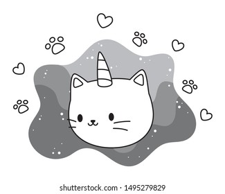 Unicorn cat cartoon vector design