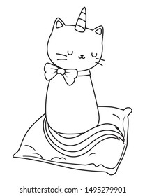 Unicorn cat cartoon vector design