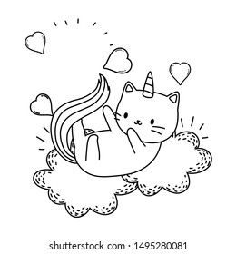 Unicorn cat cartoon vector design