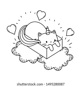 Unicorn cat cartoon vector design