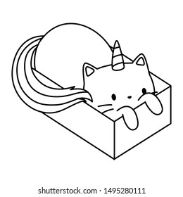 Unicorn cat cartoon vector design