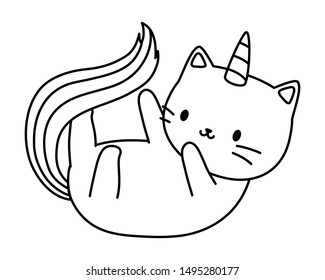 Unicorn cat cartoon vector design