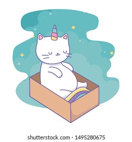 Unicorn cat cartoon vector design