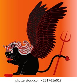 unicorn cat in devil version