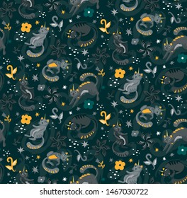 Unicorn cat pattern cartoon design for children