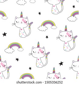 unicorn cat pattern design as vector