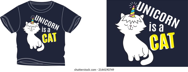 unicorn is a cat t-shirt design background color is a black and t-shirt color is a black beautiful color and beautiful design