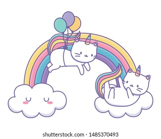 Unicorn cats cartoons vector design Unicorn cats cartoons vector design