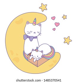 Unicorn cats cartoons vector design