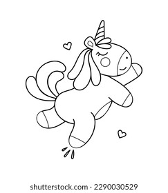 Unicorn Character Black and White Vector Coloring Book for Kids