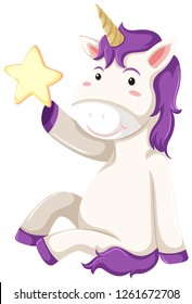 Un carácter unicornio en la ilustración de fondo blanco