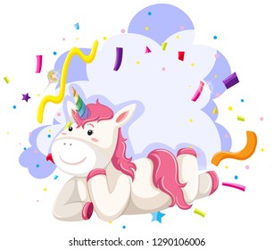 A unicorn character party theme illustration