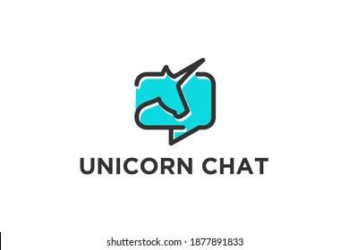 Unicorn chat logo, modern icon technology, simple minimalist icon, message icon. email icon.