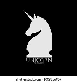 Unicorn Chess Logo Sign For Business Vector Illustration.
