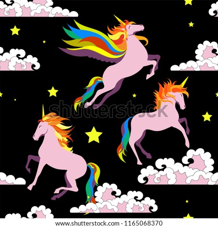 Unicorn Childs Room Wallpaper Girls Dear Stock Vector Royalty Free