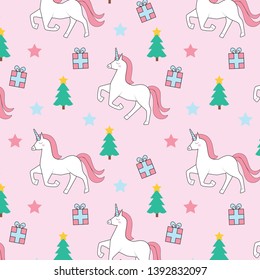 Unicorn Christmas with Trees & Presents