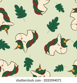 unicorn Christmas vector seamless pattern  background, baby unicorn