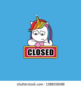 unicorn with a closed sign
