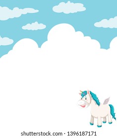 Unicorn cloud backgroun frame illustration