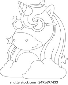 Unicorn Clouds Animal Vector Graphic Art Illustration