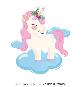 unicorn in clouds magic icon