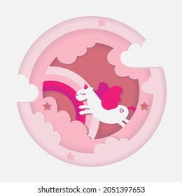 unicorn in the clouds papercut