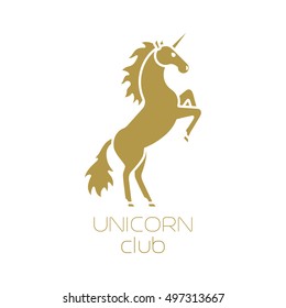 Unicorn club isolated logotype design on white background. Vector illstration