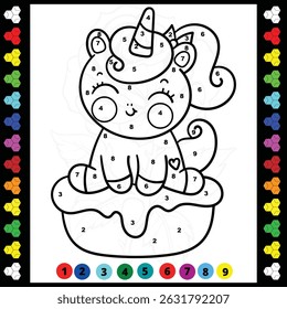 unicorn color by number activity book for kids
