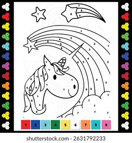 unicorn color by number activity book for kids
