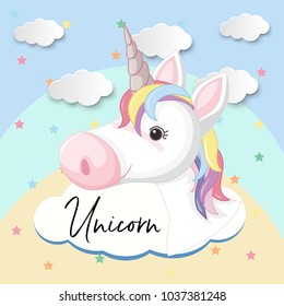 Unicorn with colorful mane illustration