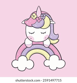 Unicorn colorful pony rainbow cute pink lovely background hand drawn vector illustrator banner wallpaper doodle