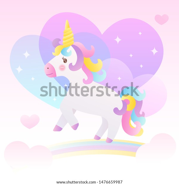 Unicorn Colorful Rainbow Sky Stock Vector (royalty Free) 1476659987