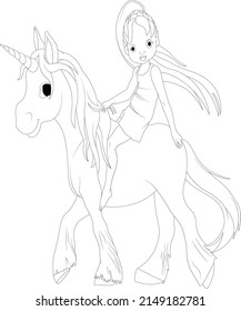 Unicorn coloring book page for kids and adults