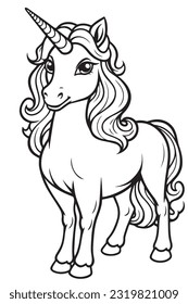 Unicorn Coloring book page for kids and adults