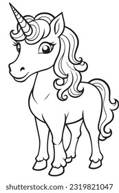 Unicorn Coloring book page for kids and adults