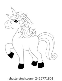 unicorn coloring book page for kids